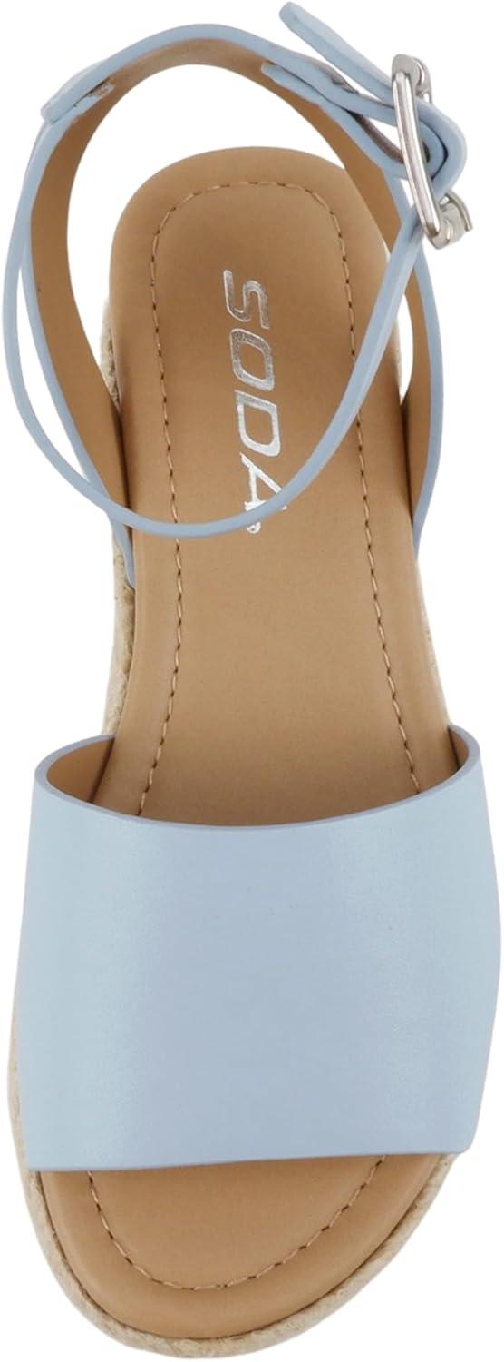 imageSoda Little KidsChildrenGirls TopicIIS Espadrille Flatform Wedge Open Toe SandalsLt Blue Pu