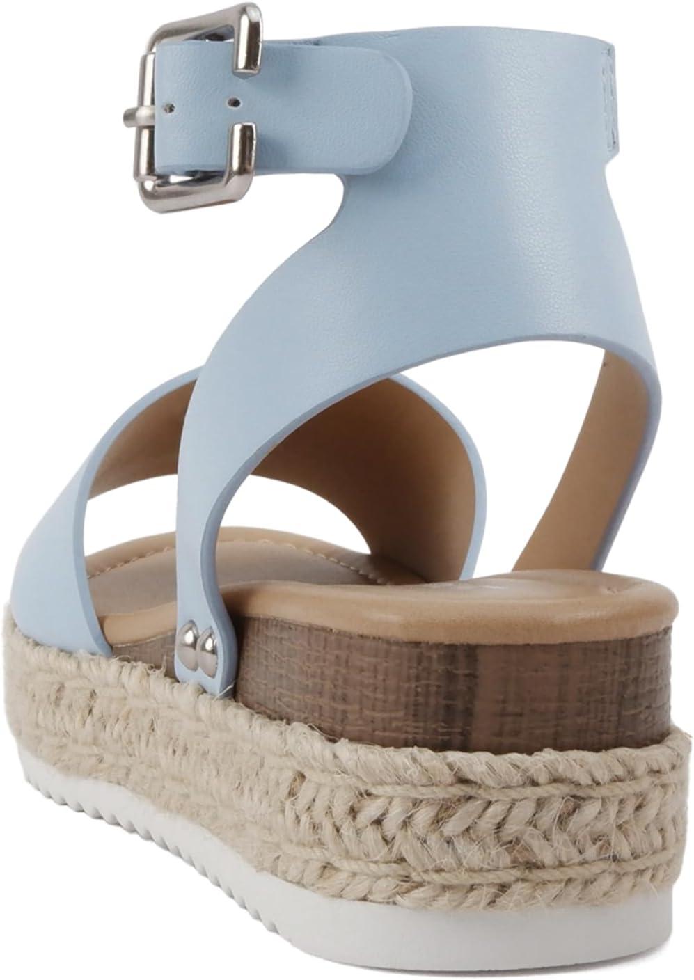 imageSoda Little KidsChildrenGirls TopicIIS Espadrille Flatform Wedge Open Toe SandalsLt Blue Pu