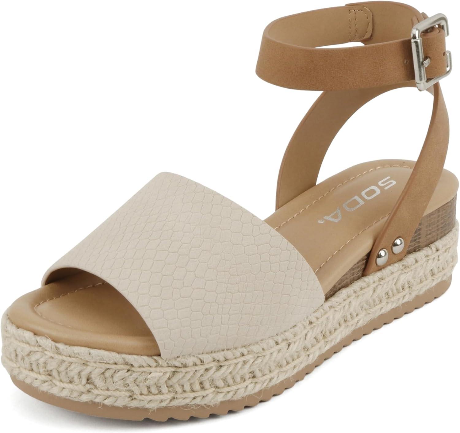 imageSoda Little KidsChildrenGirls TopicIIS Espadrille Flatform Wedge Open Toe SandalsNude Cobra