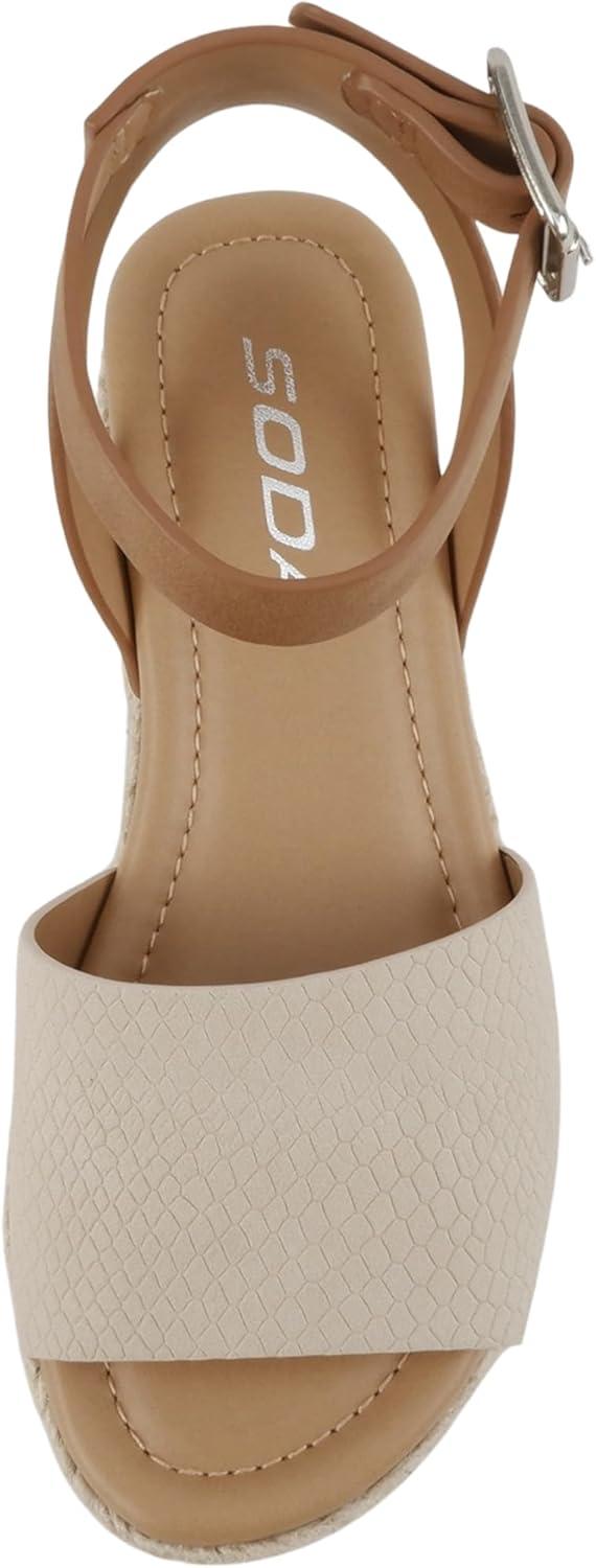 imageSoda Little KidsChildrenGirls TopicIIS Espadrille Flatform Wedge Open Toe SandalsNude Cobra