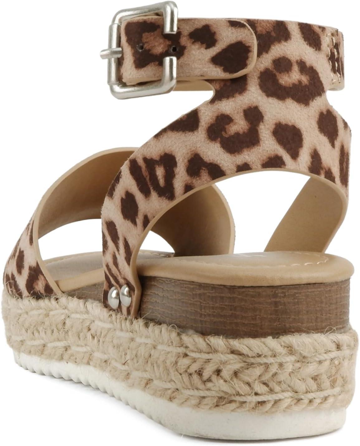 imageSoda Little KidsChildrenGirls TopicIIS Espadrille Flatform Wedge Open Toe SandalsOat Cheetah