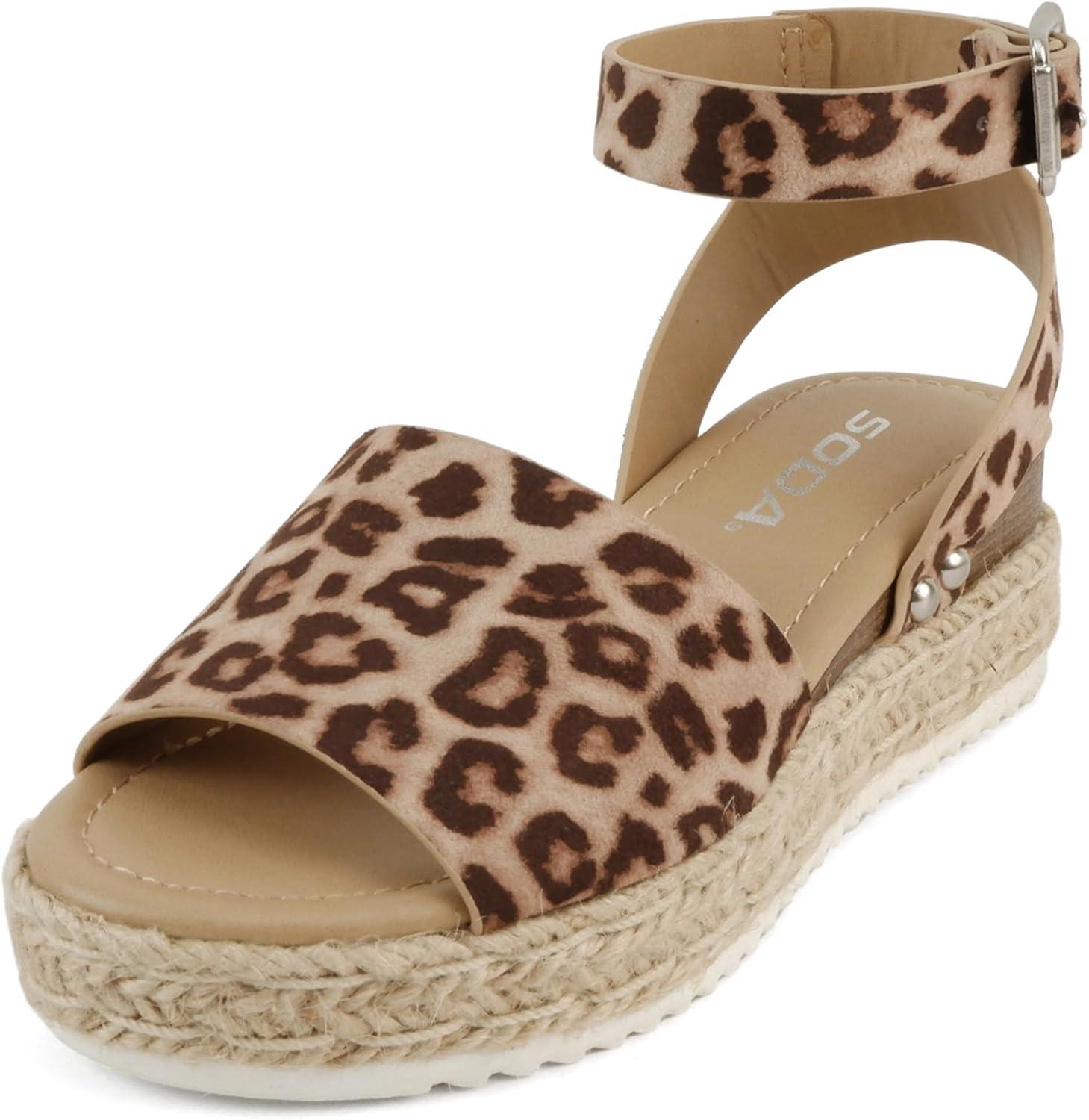 imageSoda Little KidsChildrenGirls TopicIIS Espadrille Flatform Wedge Open Toe SandalsOat Cheetah