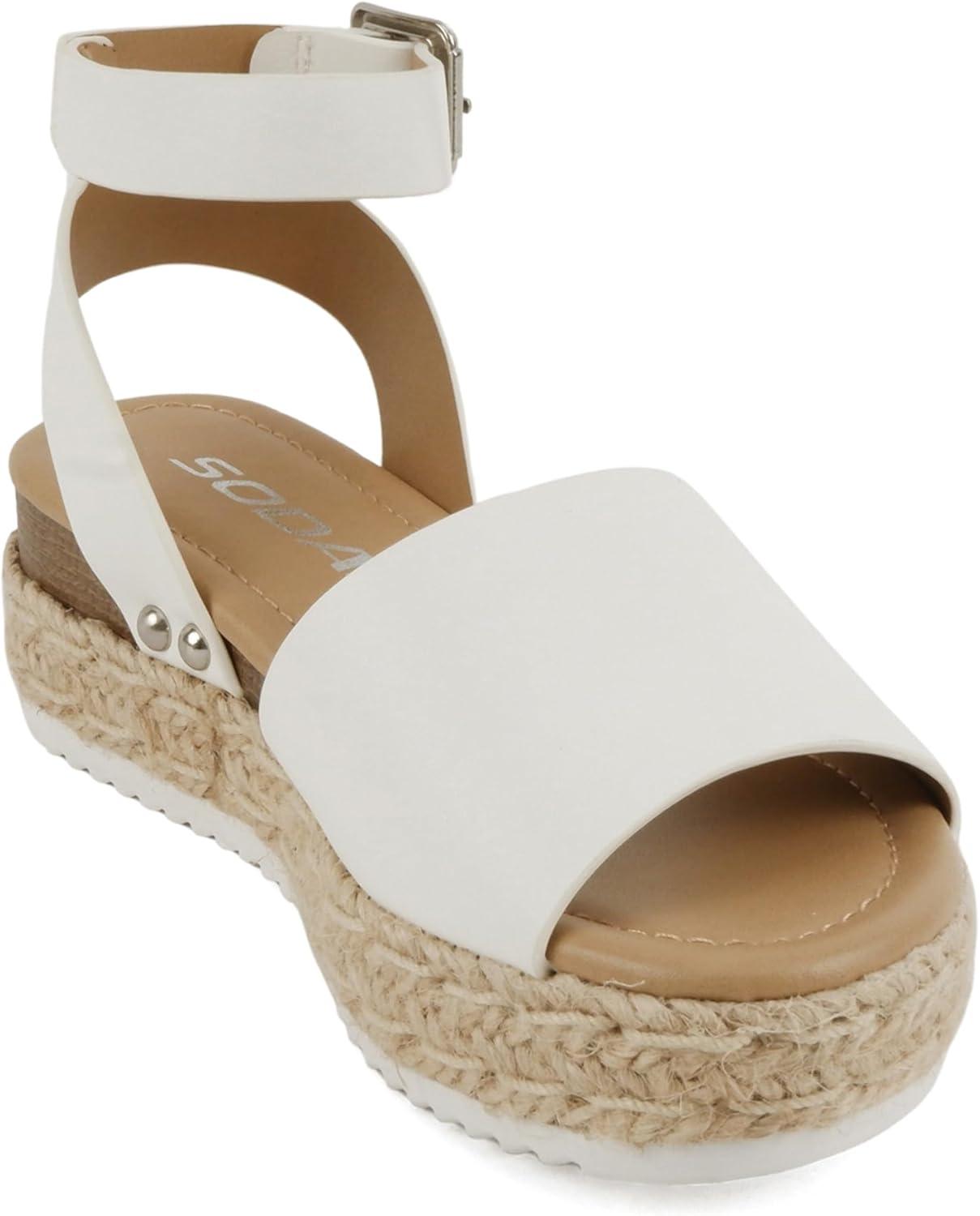 imageSoda Little KidsChildrenGirls TopicIIS Espadrille Flatform Wedge Open Toe SandalsOffwhite