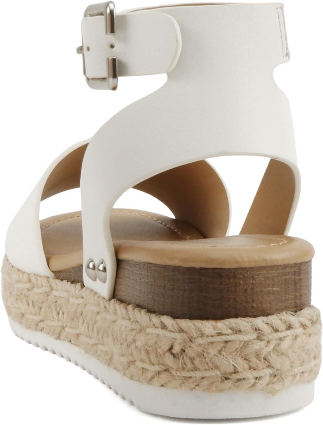 imageSoda Little KidsChildrenGirls TopicIIS Espadrille Flatform Wedge Open Toe SandalsOffwhite