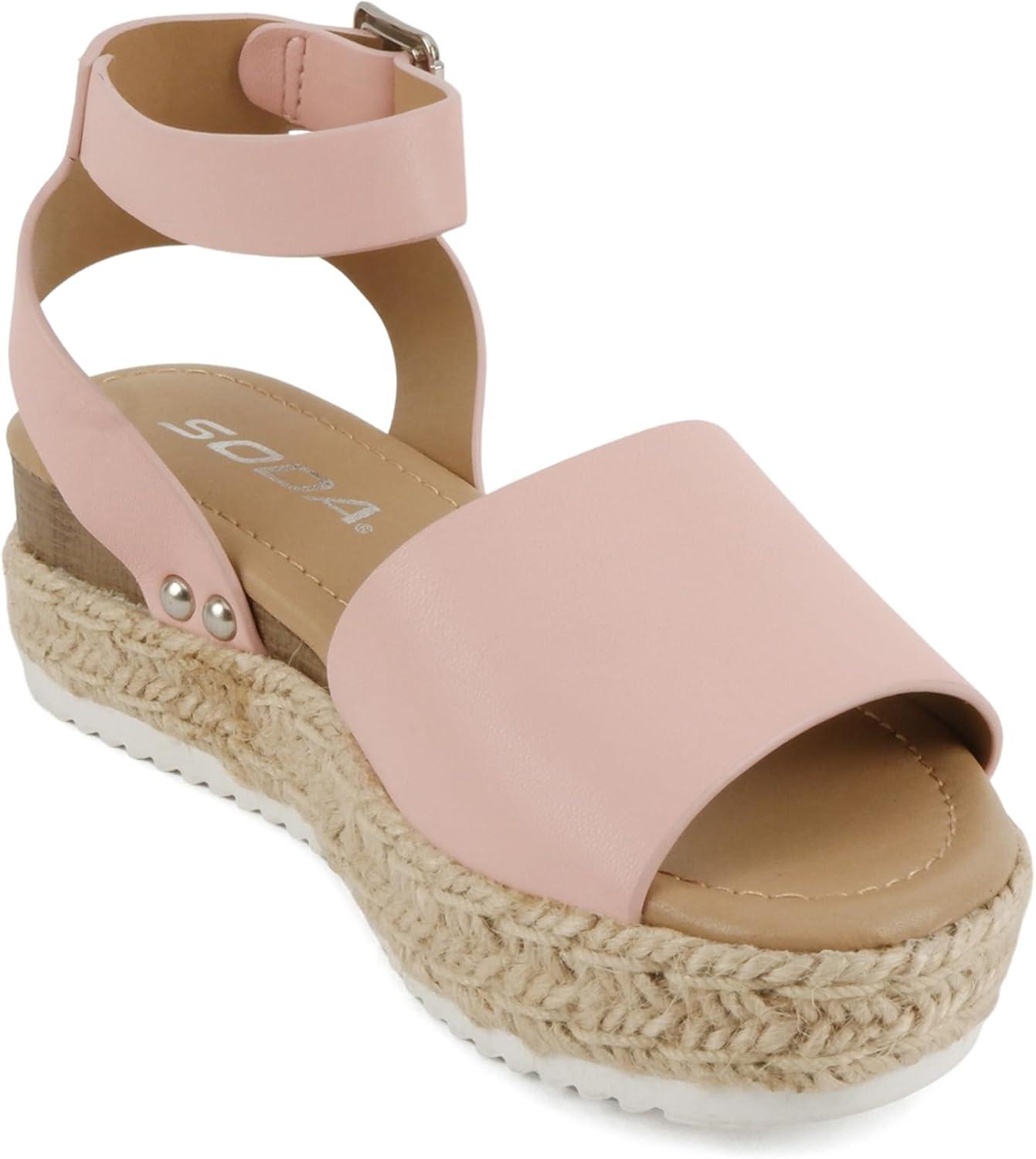 imageSoda Little KidsChildrenGirls TopicIIS Espadrille Flatform Wedge Open Toe SandalsPink Pu