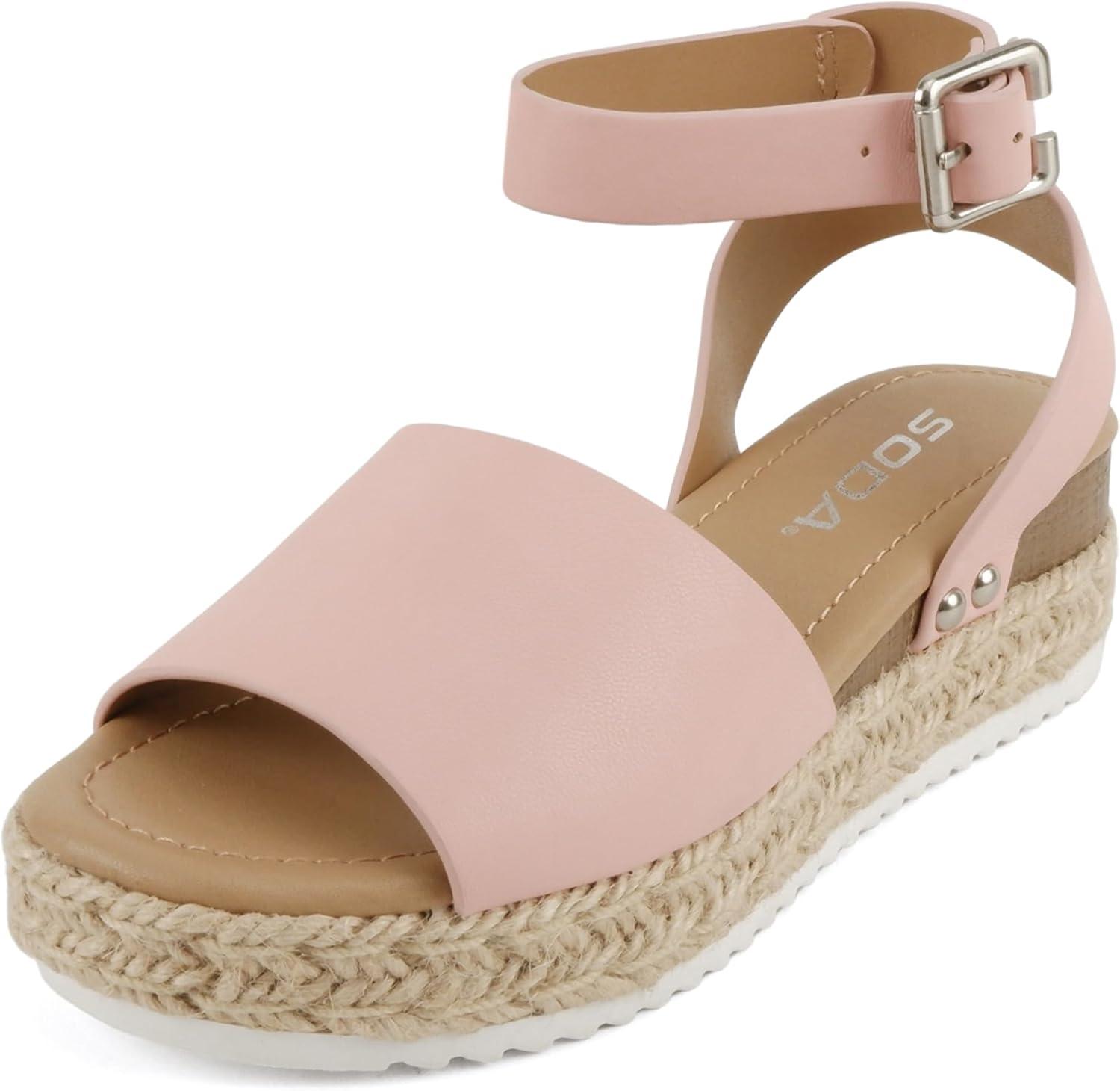 imageSoda Little KidsChildrenGirls TopicIIS Espadrille Flatform Wedge Open Toe SandalsPink Pu