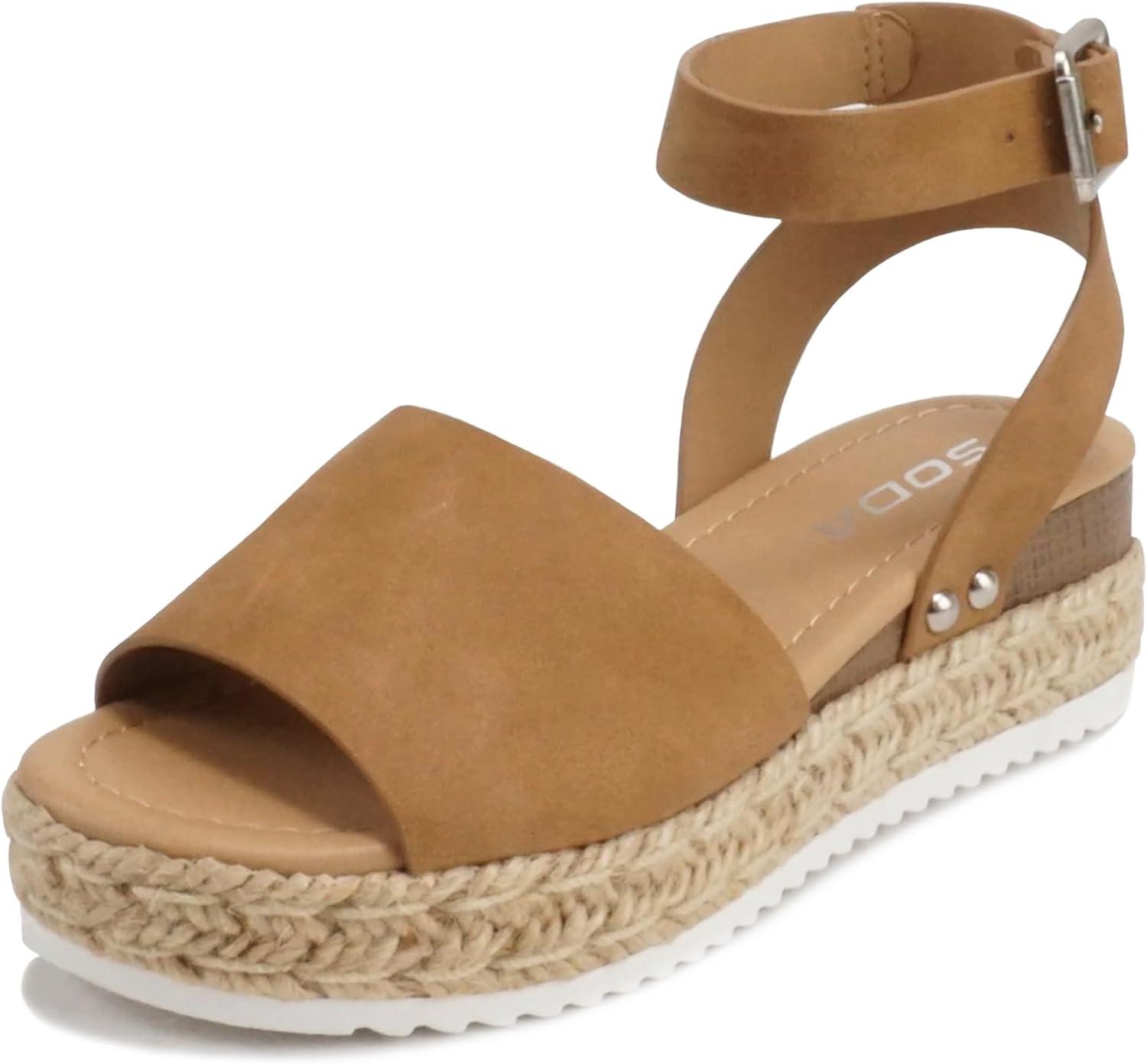 imageSoda Little KidsChildrenGirls TopicIIS Espadrille Flatform Wedge Open Toe SandalsTan