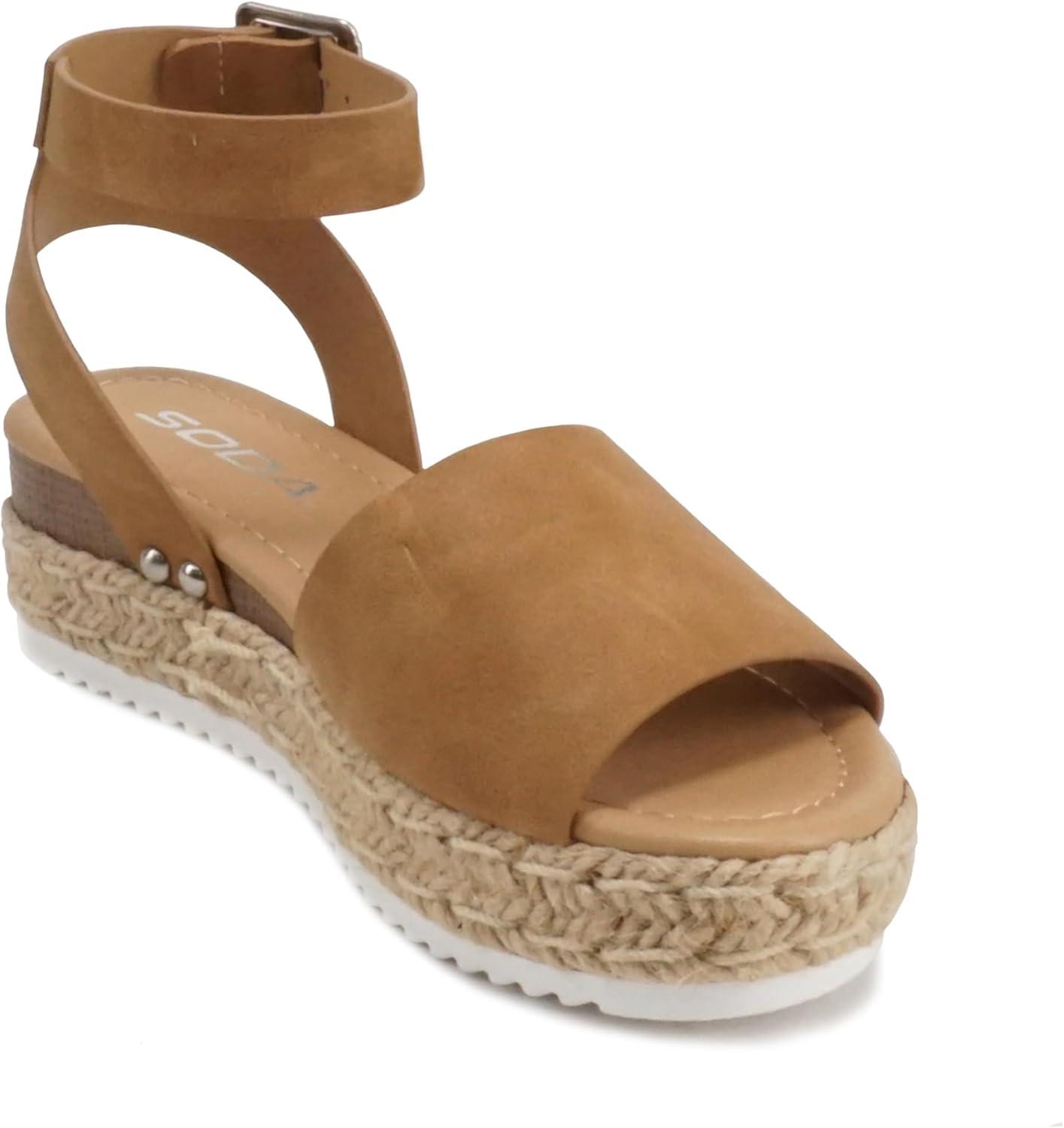 imageSoda Little KidsChildrenGirls TopicIIS Espadrille Flatform Wedge Open Toe SandalsTan