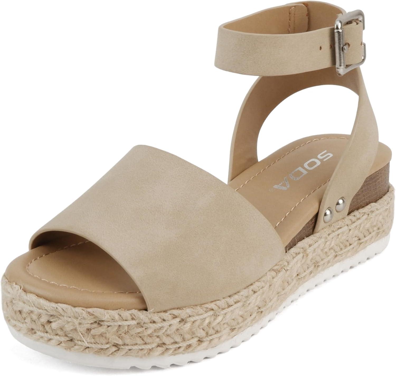 imageSoda Little KidsChildrenGirls TopicIIS Espadrille Flatform Wedge Open Toe SandalsTaupe Nubuck
