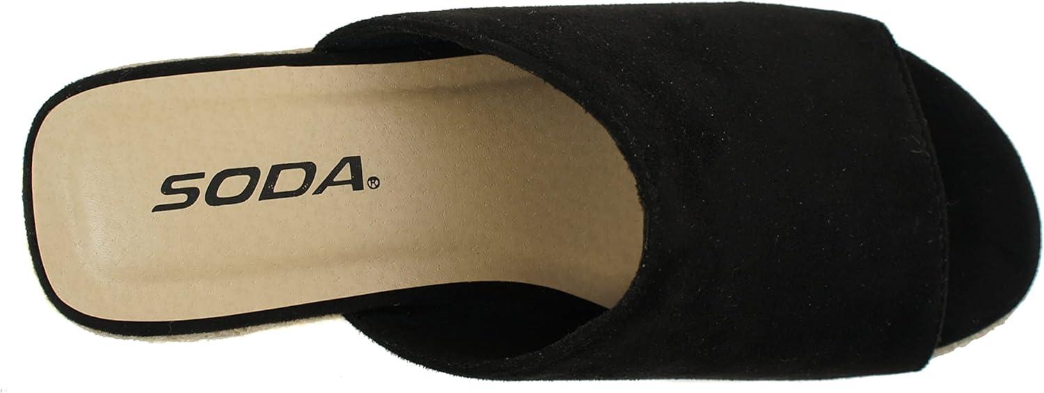 imageSoda MEIMEI  Women Open Toe High Wedge Jute Espadrille Fashion Slide Sandals