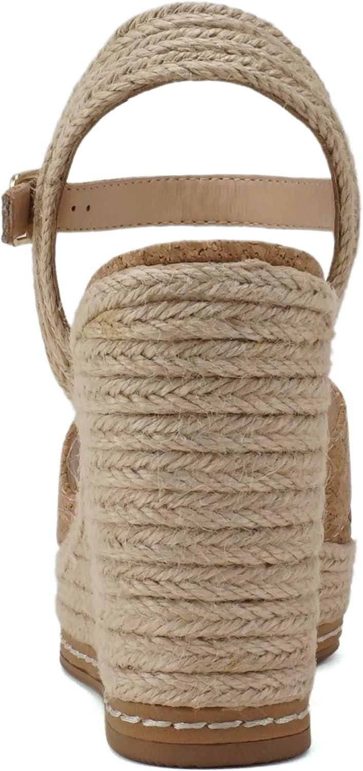 imageSoda MELANY  Women Open Toe Crisscross Two Bands Upper Ankle Strap High Heel Espadrille Wedge SandalNatural Cork