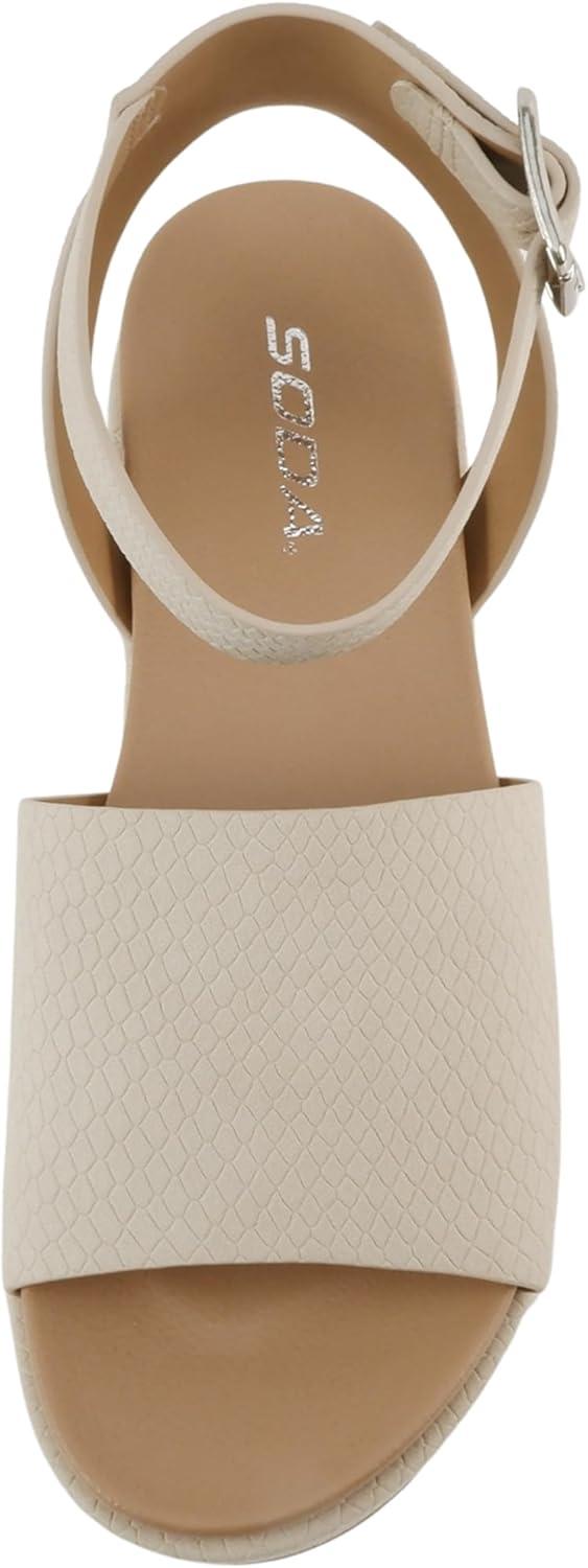 imageSoda Magic  Women Round Toe Single Band Platform Sandal with Adjustable Ankle StrapNude Cobra