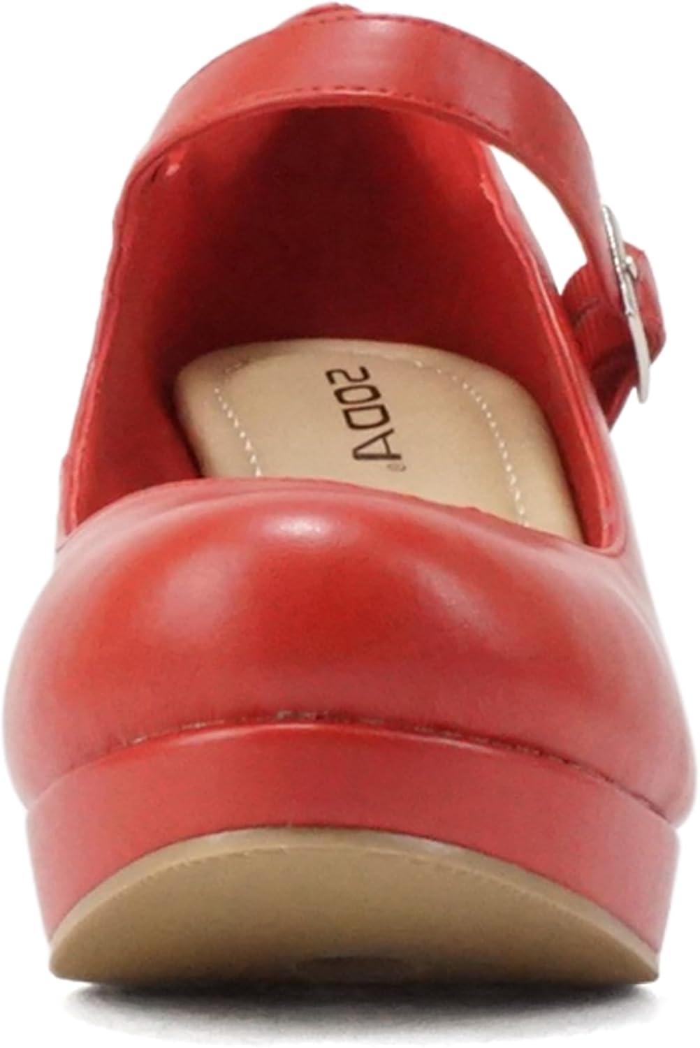 imageSoda Merry  Womens Mary Jane Strap Comfortable Platform Wedge Pump Heel Shoes Wide Fit AvailableRed Pu