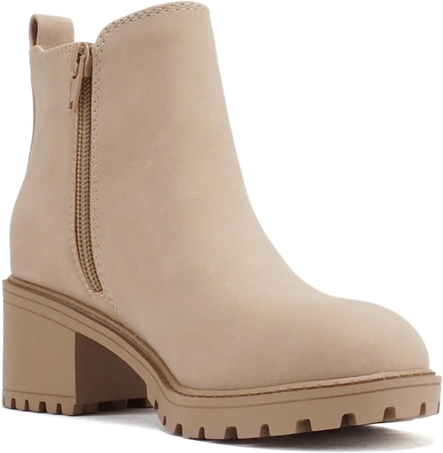 imageSoda ORIGAMI2  Little KidsChildrenGirls Lug Sole Low Heel Elastic Gore Side Zipper Fashion Ankle Boot