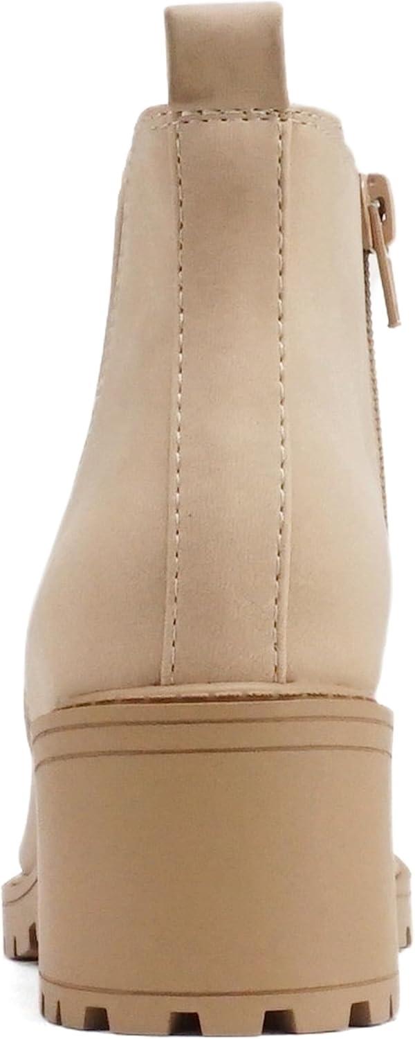 imageSoda ORIGAMI2  Little KidsChildrenGirls Lug Sole Low Heel Elastic Gore Side Zipper Fashion Ankle Boot