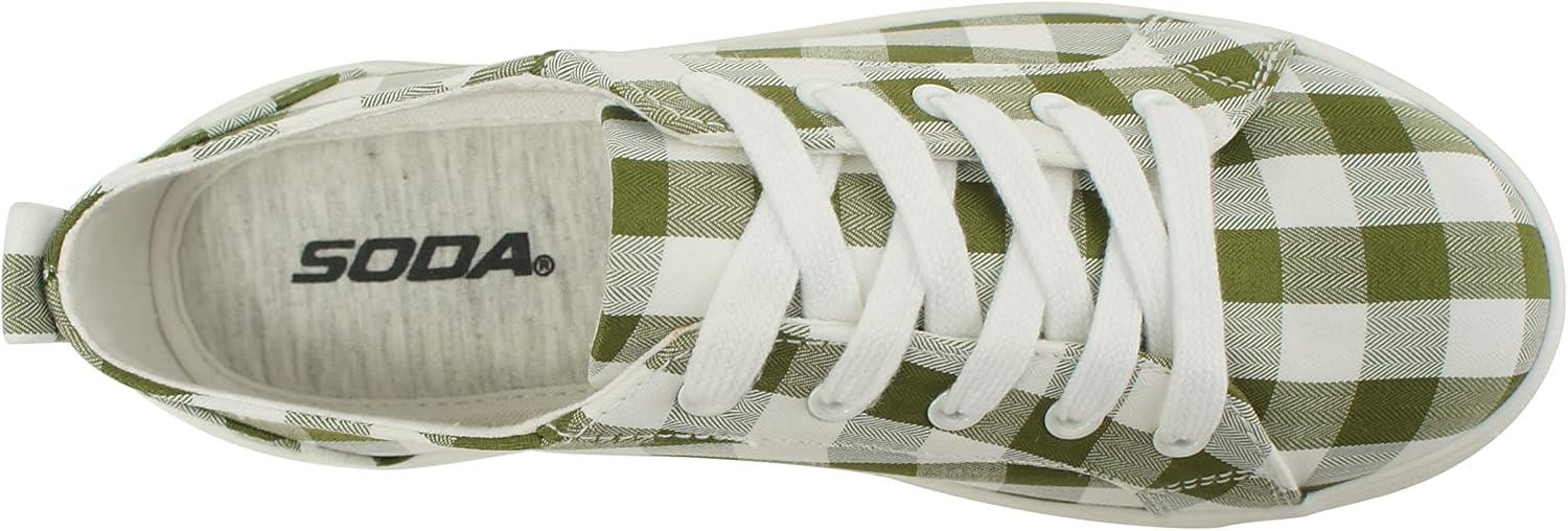 imageSoda Petal  Women Double Deck Bottom Sole Fashion Sneakers with Padded Comfortable SockGingham Khaki