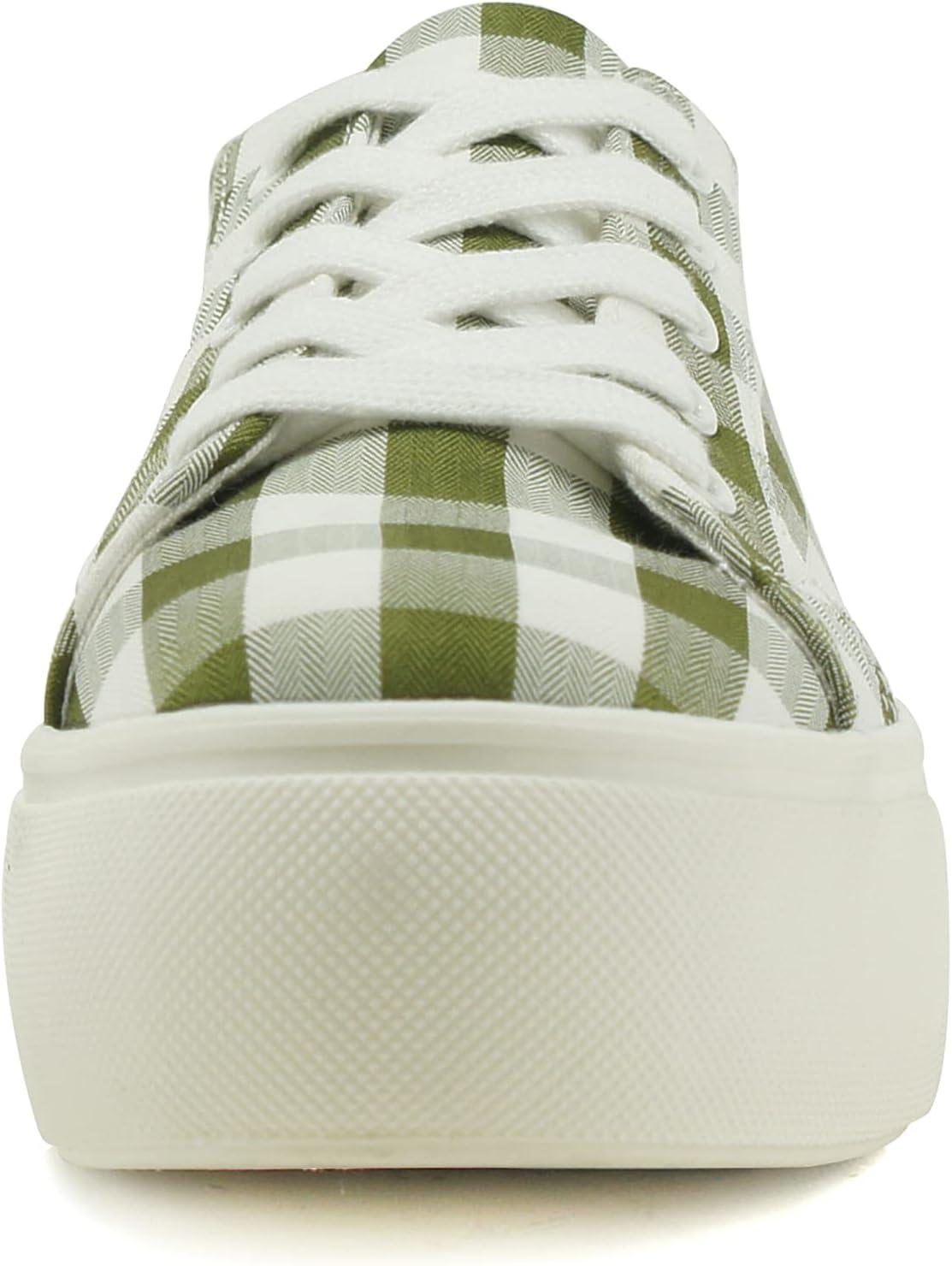imageSoda Petal  Women Double Deck Bottom Sole Fashion Sneakers with Padded Comfortable SockGingham Khaki