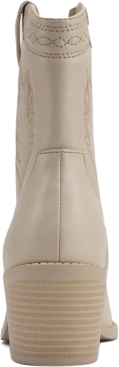 imageSoda Picotee Women Western Cowboy Cowgirl Stitched Ankle BootsBone Pu