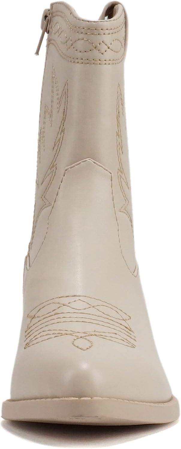 imageSoda Picotee Women Western Cowboy Cowgirl Stitched Ankle BootsBone Pu