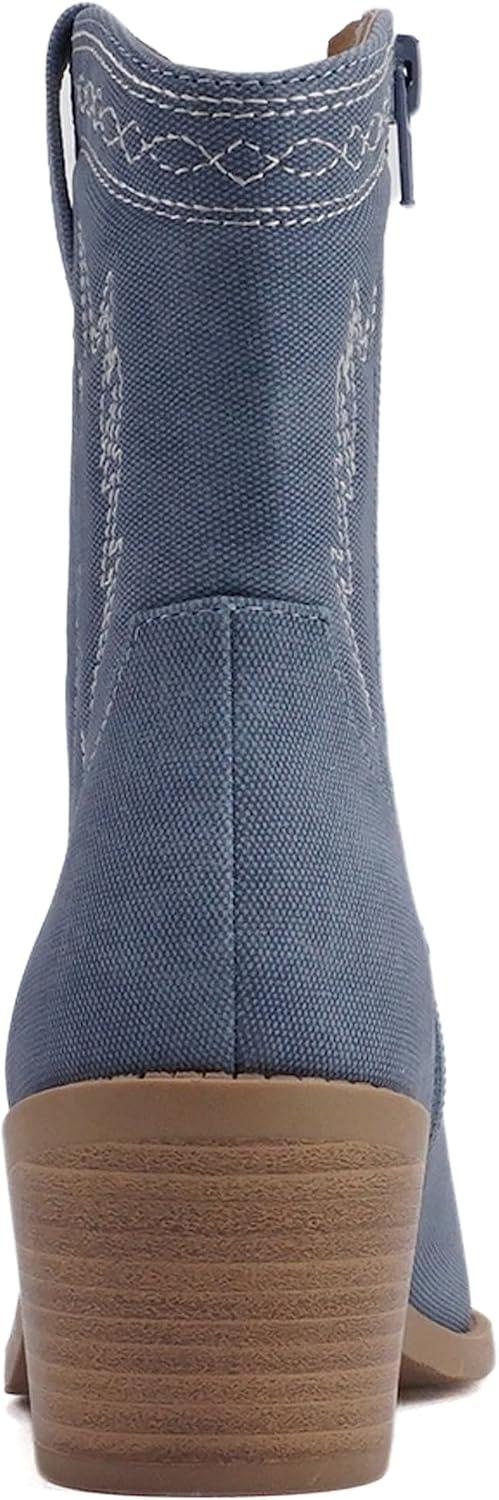 imageSoda Picotee Women Western Cowboy Cowgirl Stitched Ankle BootsDenim Blue