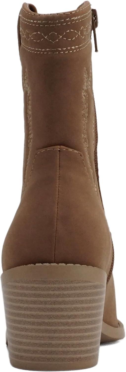 imageSoda Picotee Women Western Cowboy Cowgirl Stitched Ankle BootsLight Cognac Nubuck