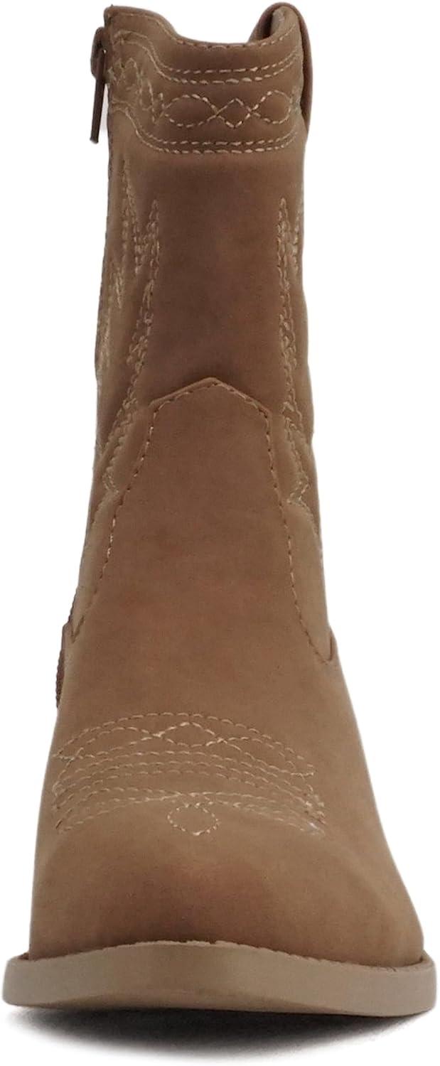 imageSoda Picotee Women Western Cowboy Cowgirl Stitched Ankle BootsLight Cognac Nubuck
