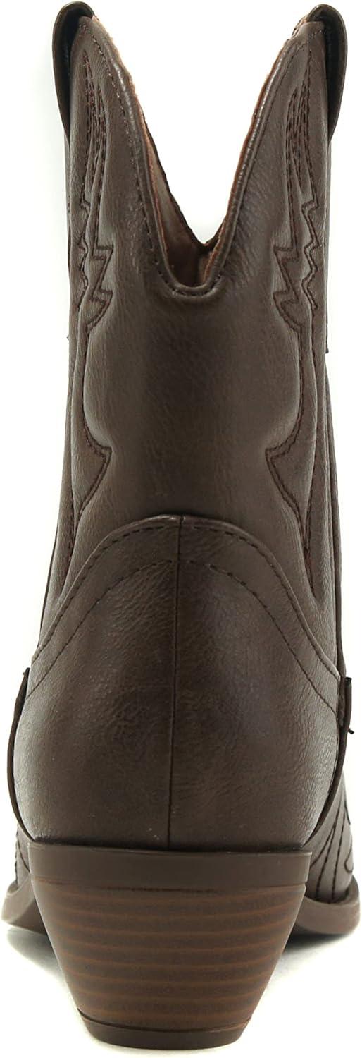 imageSoda RIGGING  Women Western Stitched Pointe Toe Low Heel Ankle Mid Shaft BootsDktan