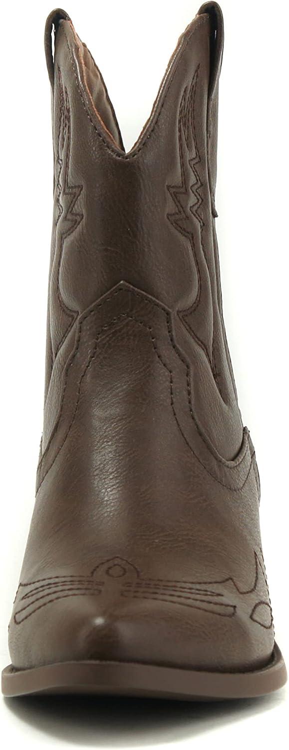 imageSoda RIGGING  Women Western Stitched Pointe Toe Low Heel Ankle Mid Shaft BootsDktan