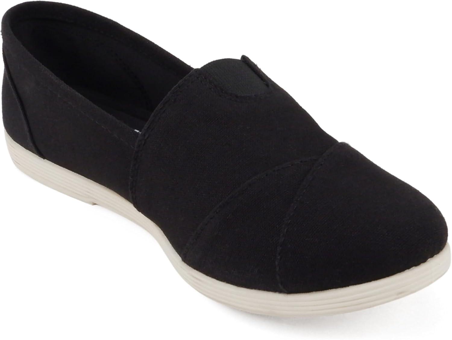 imageSoda Shoes Womens Obji Round Toe Casual Flat with Padded InsoleBlackWhite