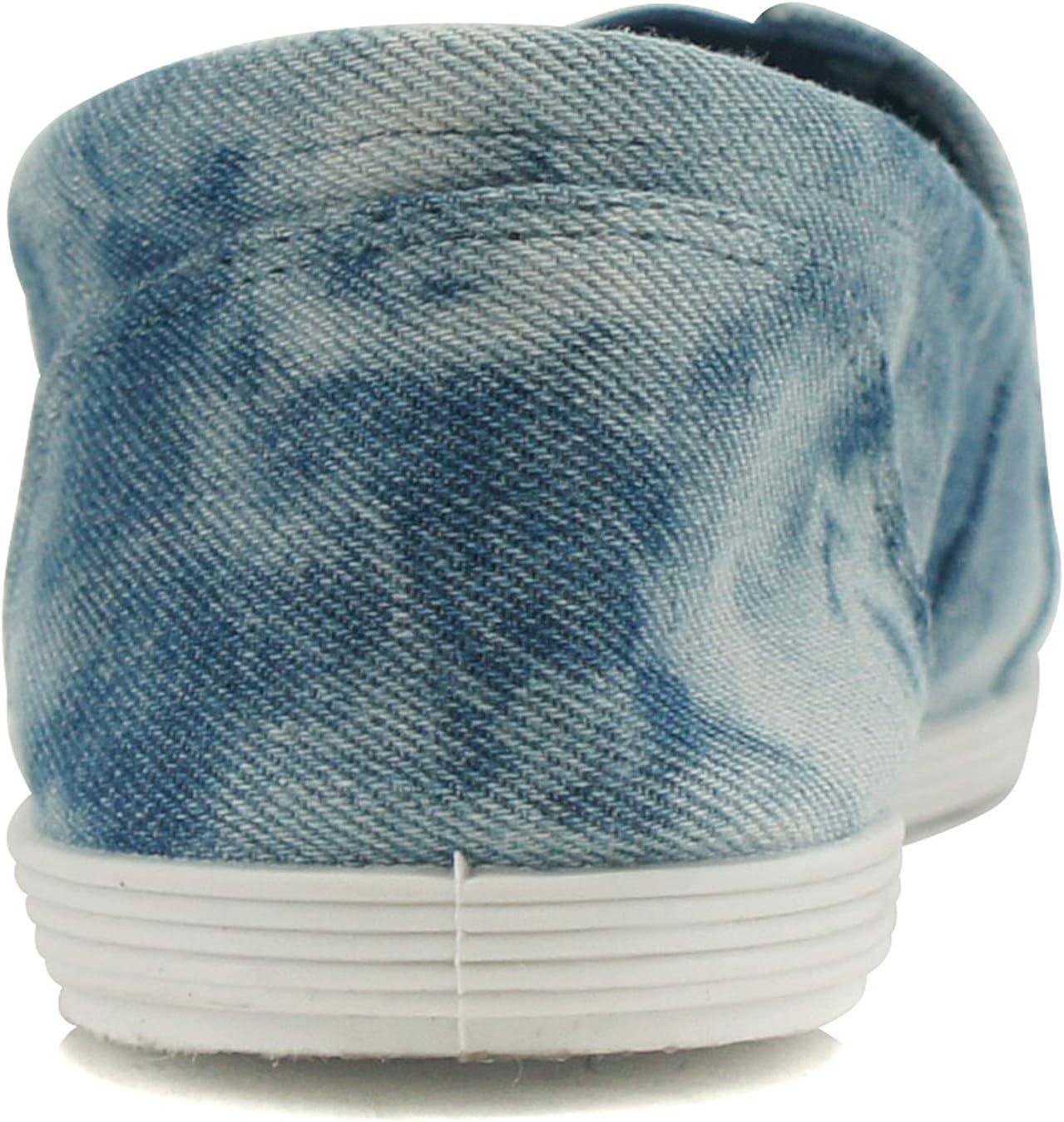 imageSoda Shoes Womens Obji Round Toe Casual Flat with Padded InsoleBlue Denim Tie Dye