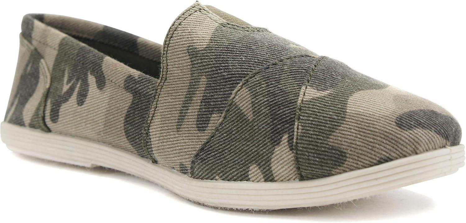 imageSoda Shoes Womens Obji Round Toe Casual Flat with Padded InsoleCamo Light Khaki