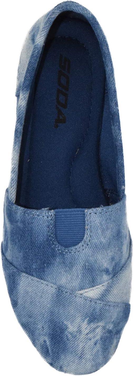 imageSoda Shoes Womens Obji Round Toe Casual Flat with Padded InsoleDye Blue