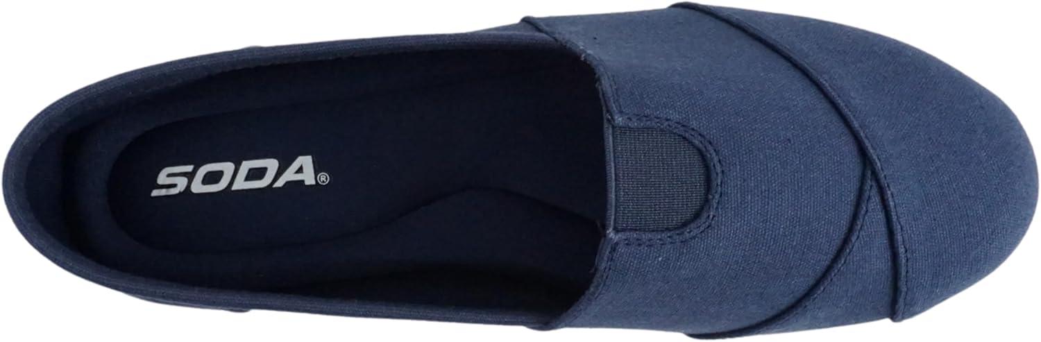 imageSoda Shoes Womens Obji Round Toe Casual Flat with Padded InsoleNavy Cotton