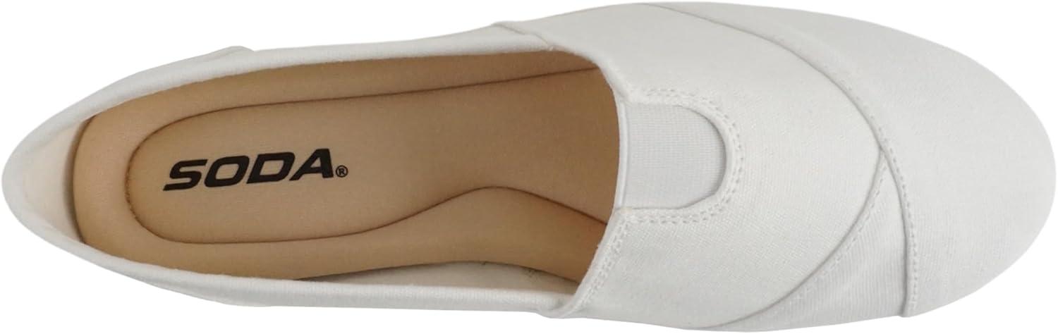 imageSoda Shoes Womens Obji Round Toe Casual Flat with Padded InsoleWhite Obji