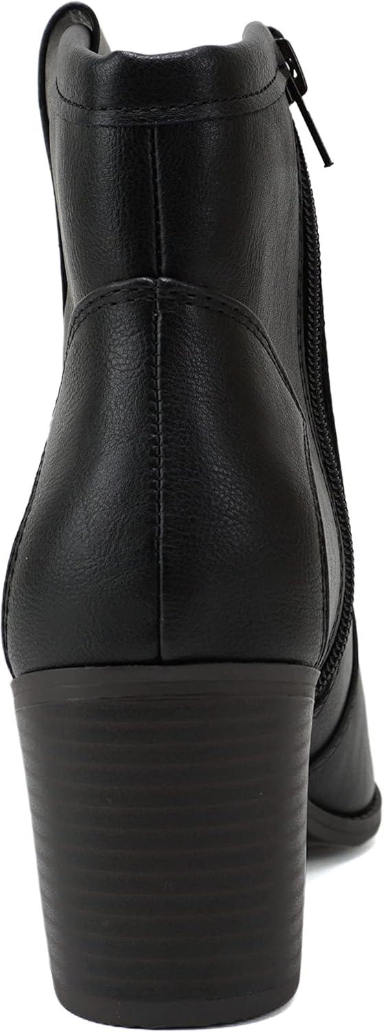 imageSoda TELLER  Womens Western Cowboy Boots with Stitched Detailing Pointed Toe and Low Block HeelBlack Pu