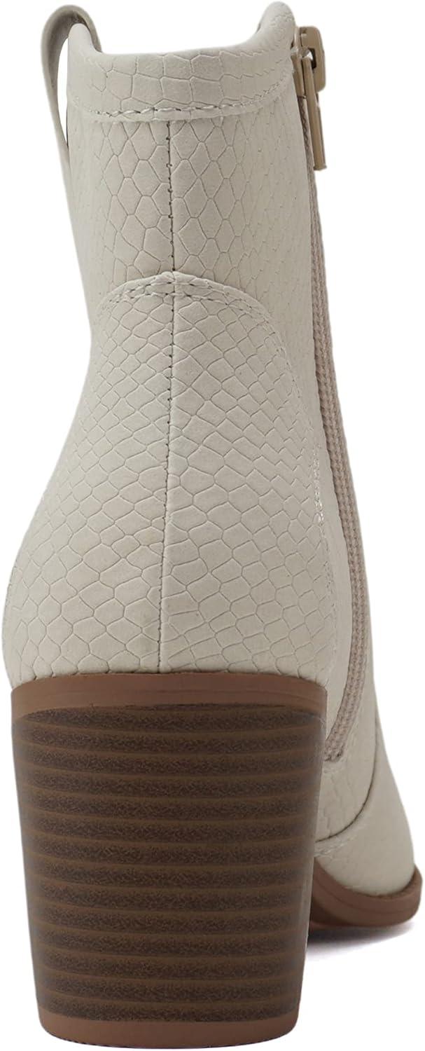 imageSoda TELLER  Womens Western Cowboy Boots with Stitched Detailing Pointed Toe and Low Block HeelBone Nubuck