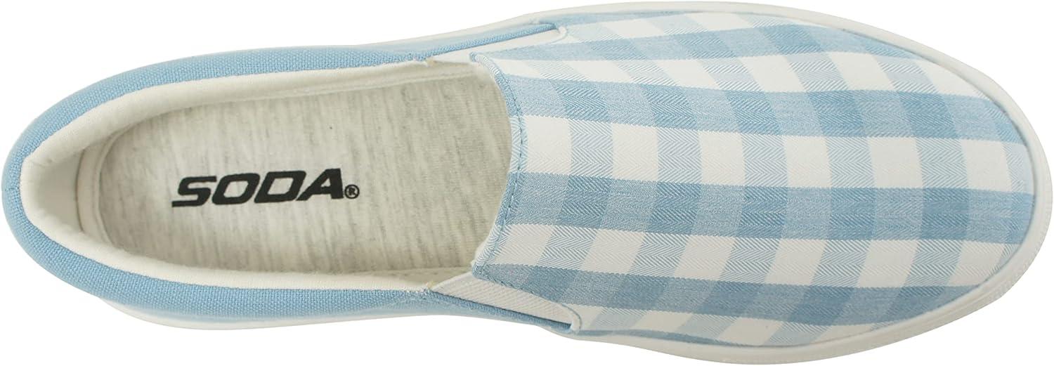 imageSoda TOPSHOE ave Hike Platform Slip On Sneaker wCushion FoamGingham Blue
