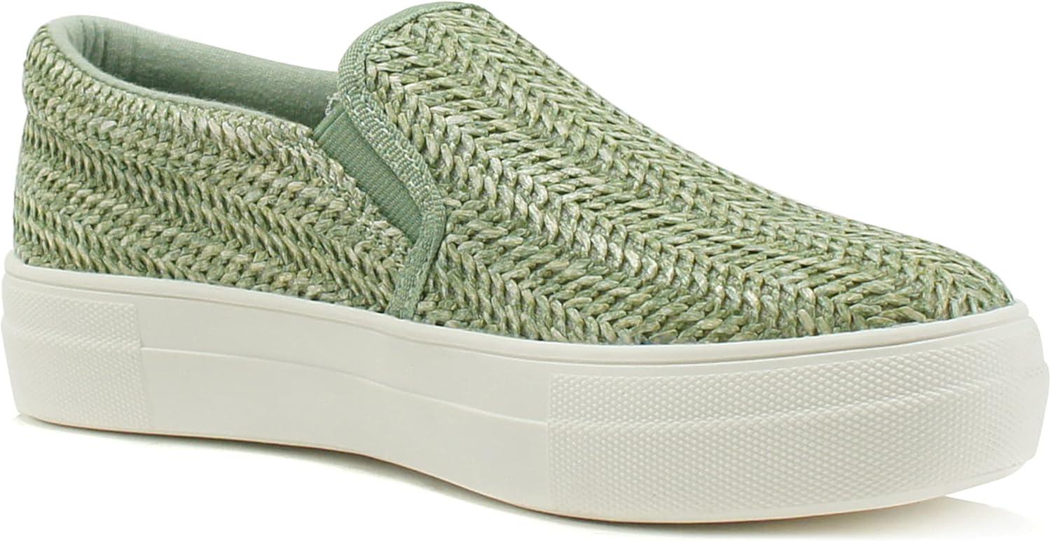 imageSoda TOPSHOE ave Hike Platform Slip On Sneaker wCushion FoamRaffia Sage