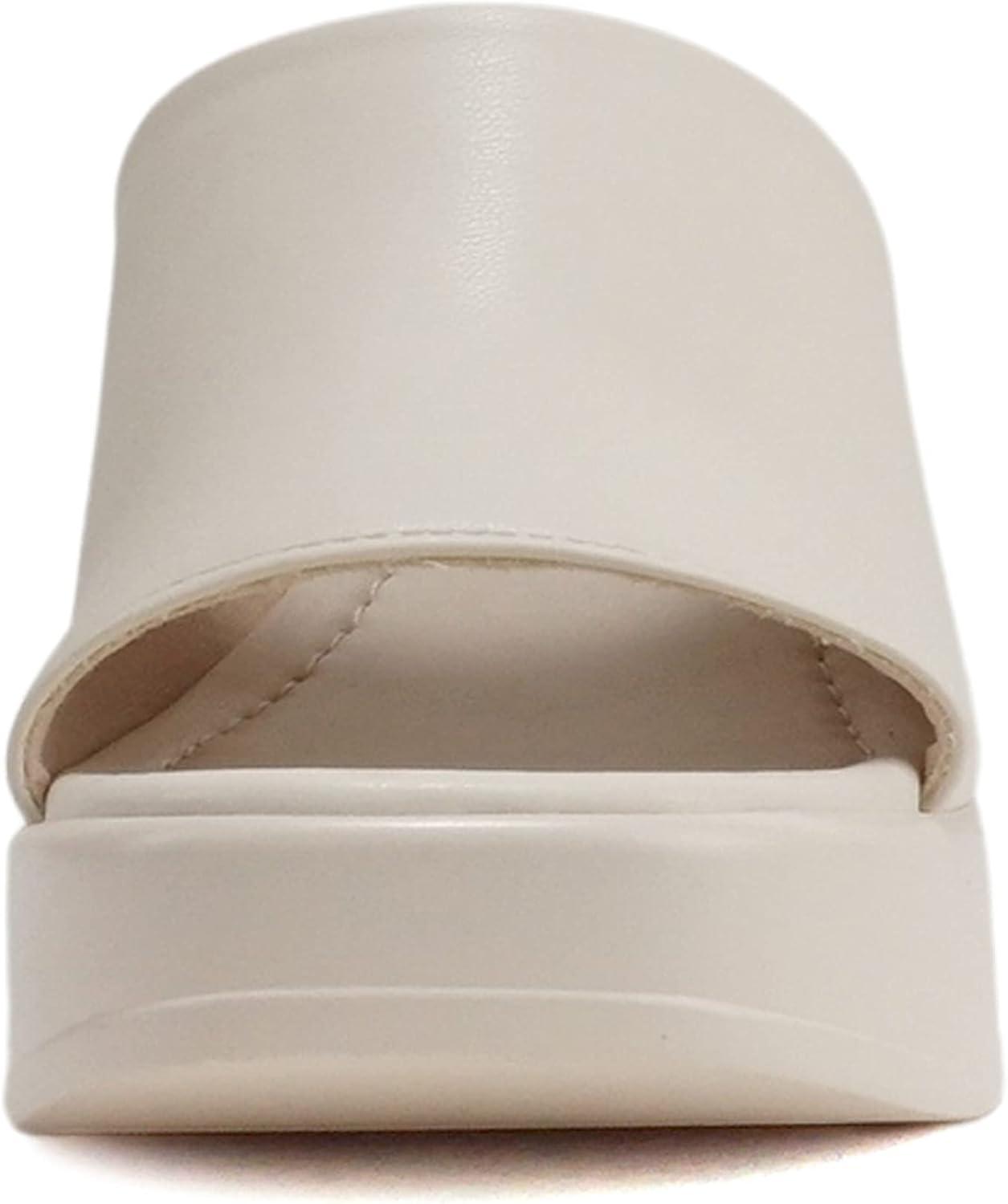 imageSoda TYPO  Women Open Square Toe Single Band Upper High Unit Block Heel Slide In SandalBone Pu