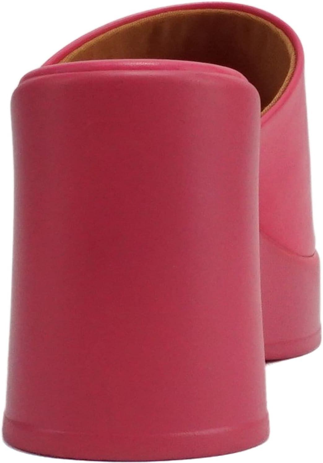 imageSoda TYPO  Women Open Square Toe Single Band Upper High Unit Block Heel Slide In SandalBright Fuchsia Pu