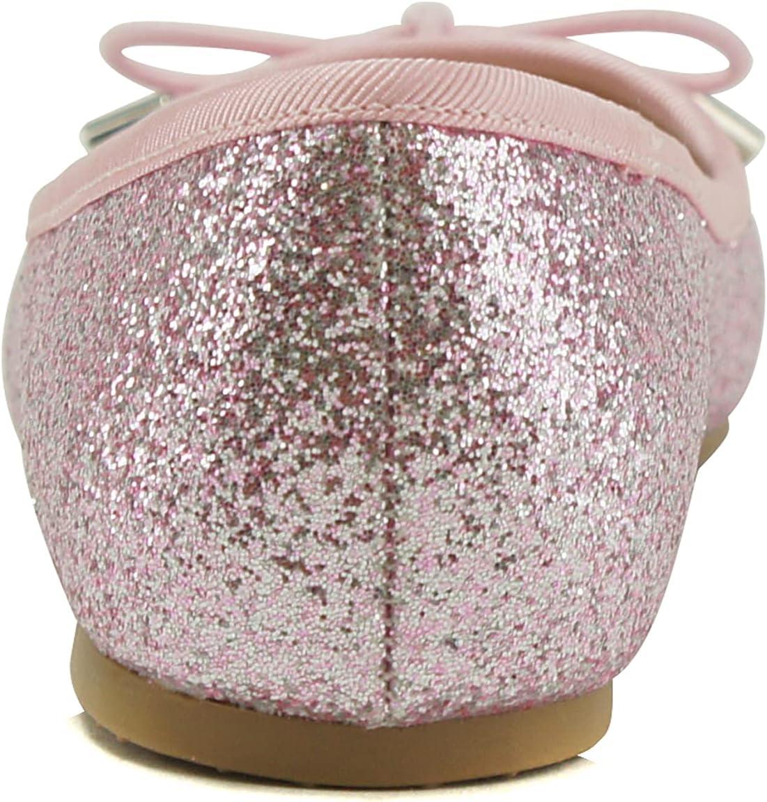 imageSoda Toast2 KidsChildrenGirls Fashion Classic Sparkly Glitter Mary Jane Flat Rounded Ballet ShoesPink Glitter
