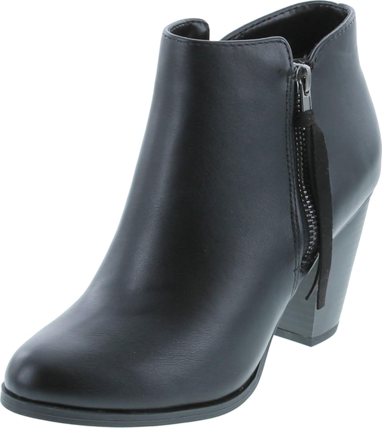 imageSoda Womens Ages Tassel Zip Chunky Heel BootieBlack Pu