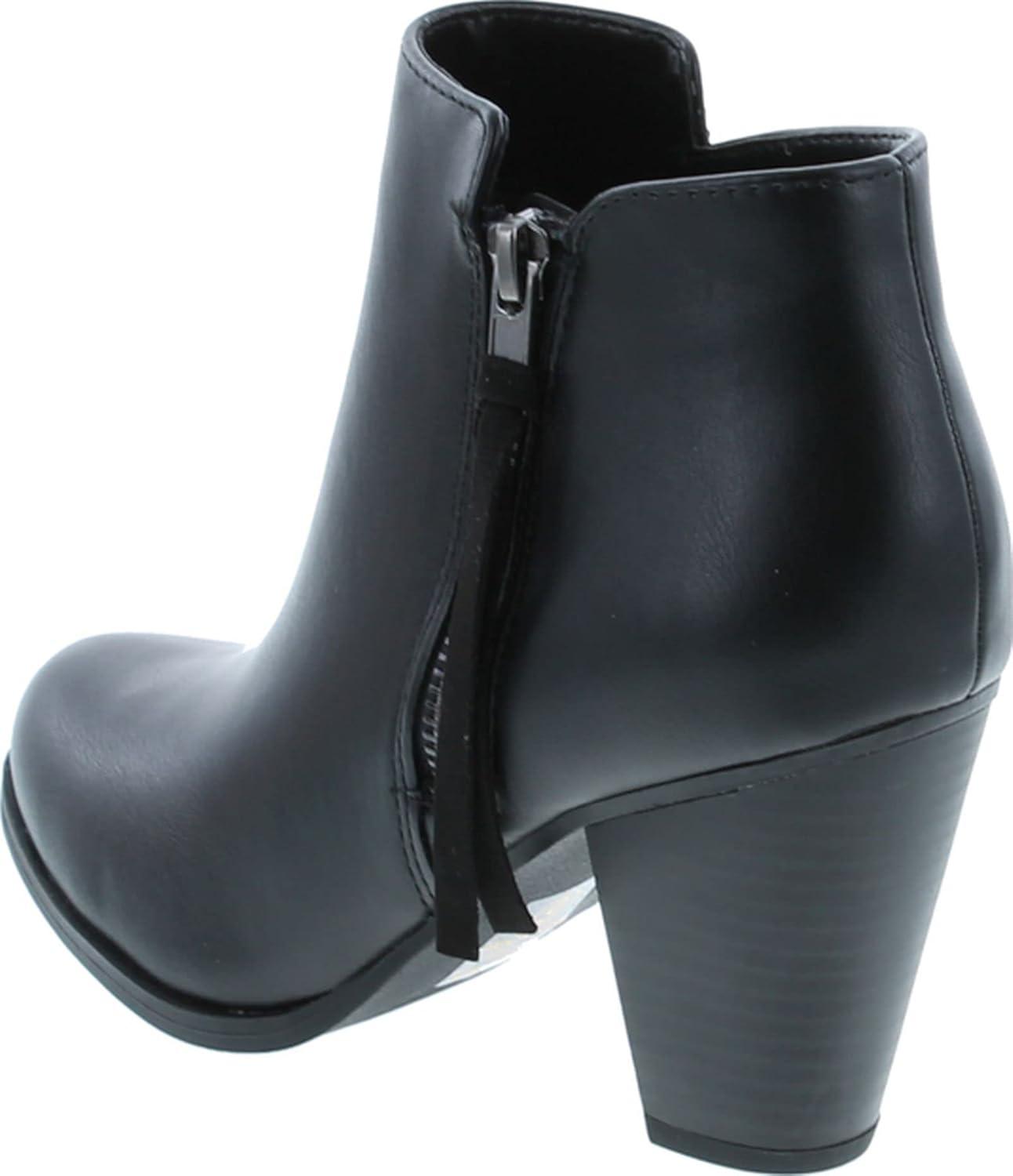 imageSoda Womens Ages Tassel Zip Chunky Heel BootieBlack Pu