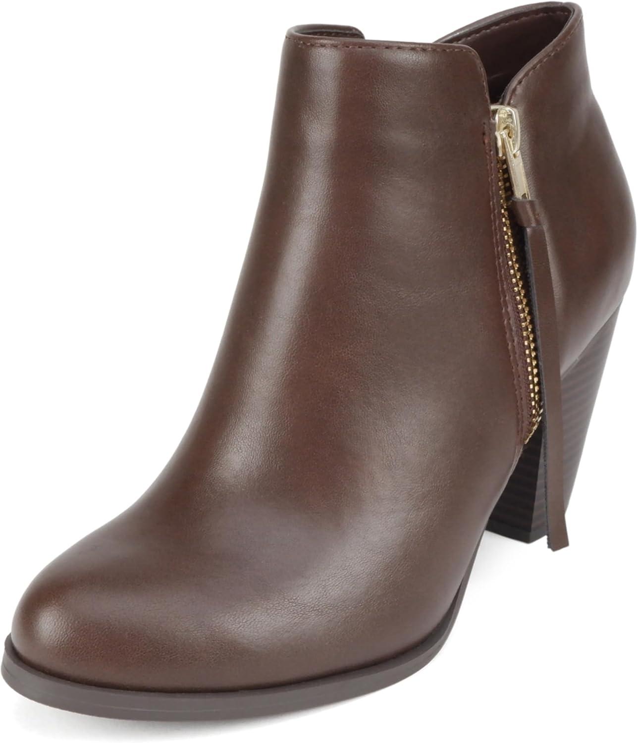 imageSoda Womens Ages Tassel Zip Chunky Heel BootieBrown Pu