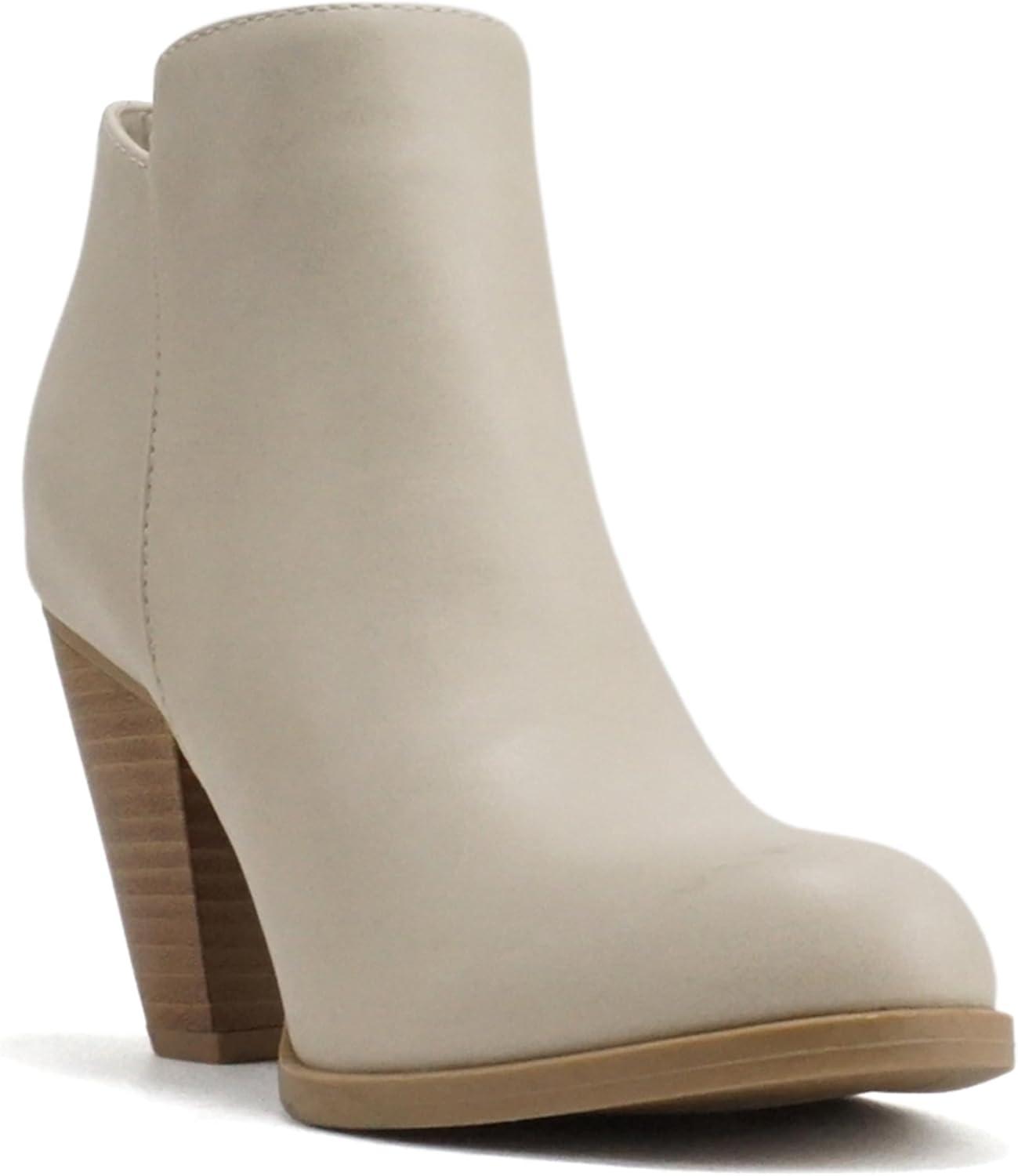 imageSoda Womens Ages Tassel Zip Chunky Heel BootieDark Nude Pu