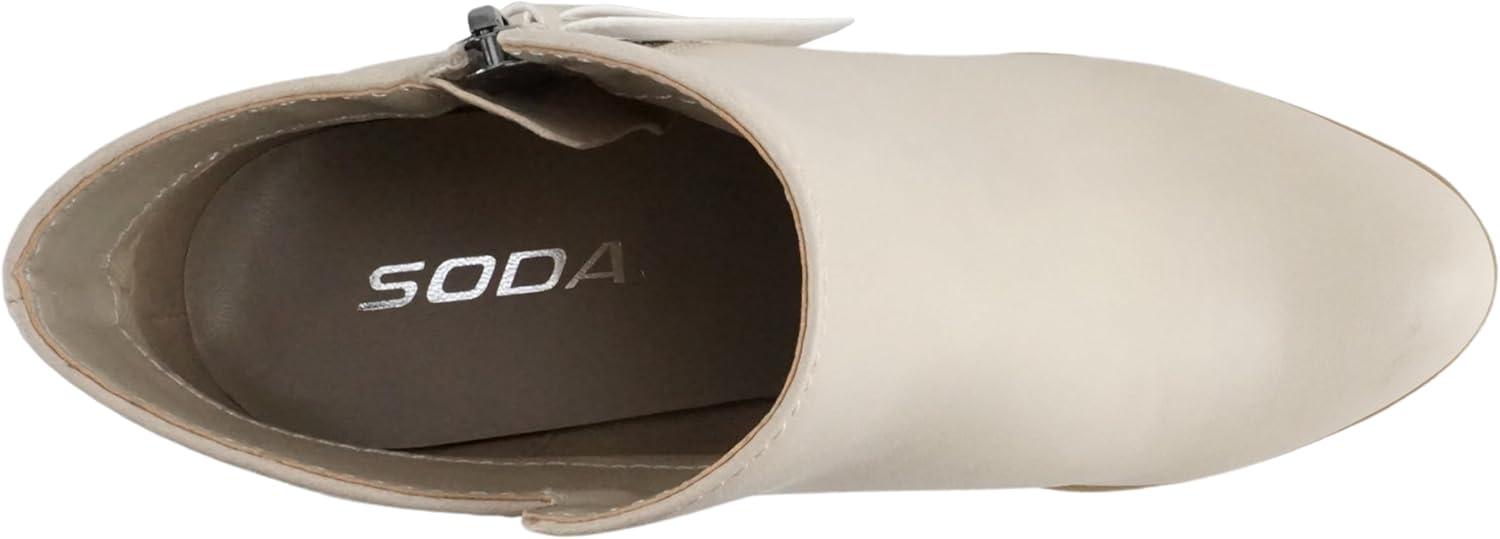 imageSoda Womens Ages Tassel Zip Chunky Heel BootieDark Nude Pu