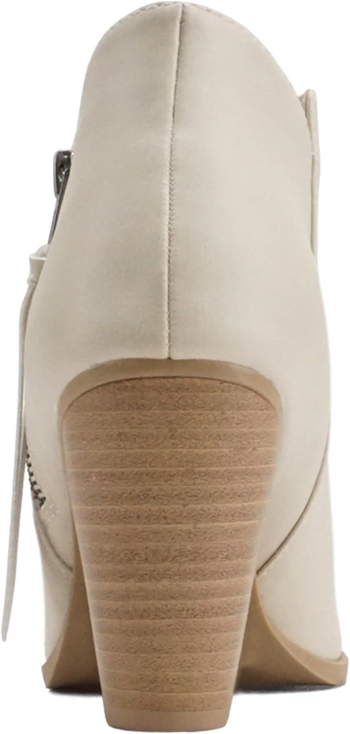 imageSoda Womens Ages Tassel Zip Chunky Heel BootieDark Nude Pu