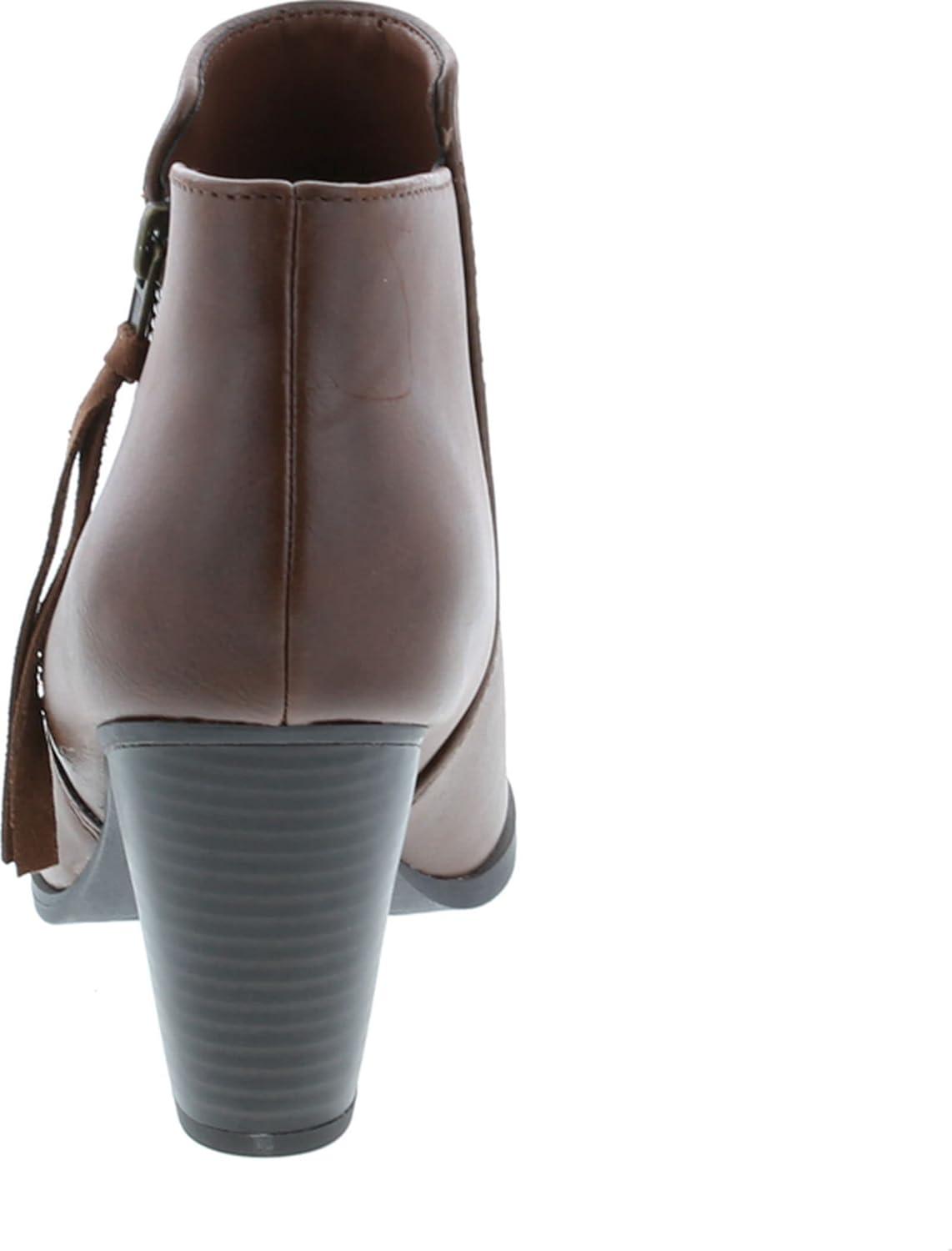 imageSoda Womens Ages Tassel Zip Chunky Heel BootieTan Pu