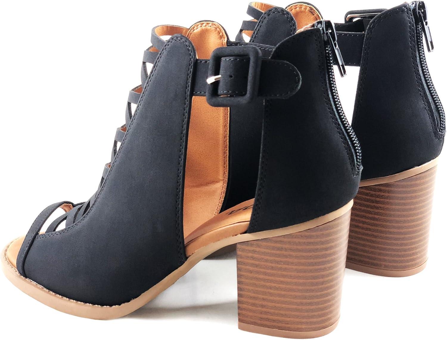 imageSoda Womens Fashion Aran Open Toe Heel SandalBlack