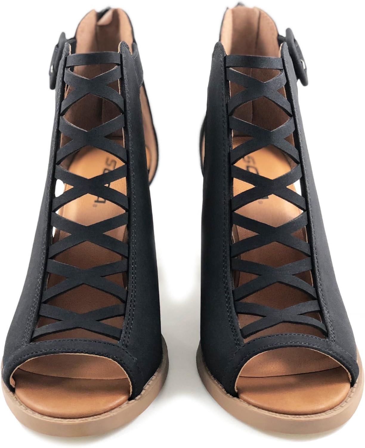 imageSoda Womens Fashion Aran Open Toe Heel SandalBlack